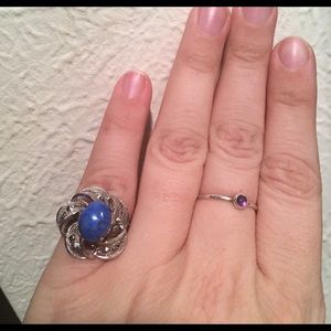💙 Denim Lapis & Sterling Silver Filagree Ring 🤍